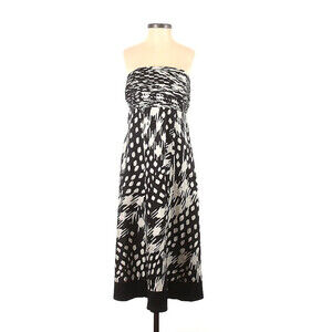 Ted Baker London SILK Geometric Print Black White Strapless Cocktail Dress 2